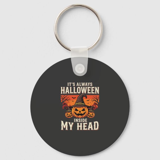 Always Halloween Pumpkin Witch Design_1 Keychain (Front)