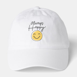 "Always Happy" Embroidered Smiley Face Dad Hat - V