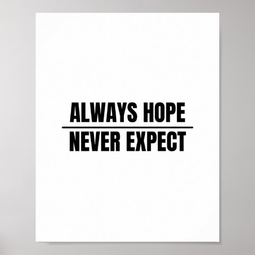 Always Hope But Never Expect Inspirational Quote Poster