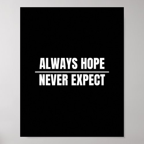 Always Hope But Never Expect Motivational Quote Poster