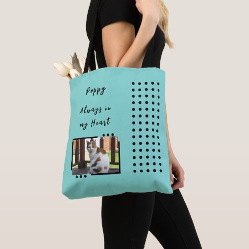 Always in my heart 2 photo pet lover mint  tote bag