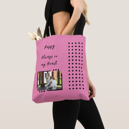 Always in my heart 2 photo pet lover pink tote bag