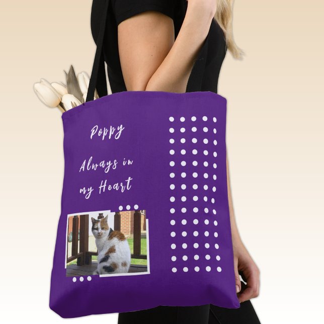 Always in my heart 2 photo pet lover purple tote bag (Creator Uploaded)