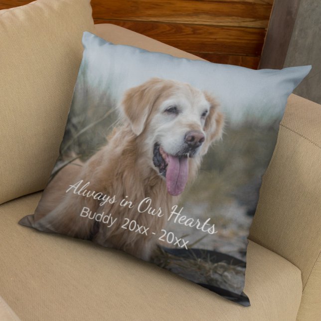 Always in My Heart Dog Photo Sympathy Memorial Throw Pillow (Creator Uploaded)