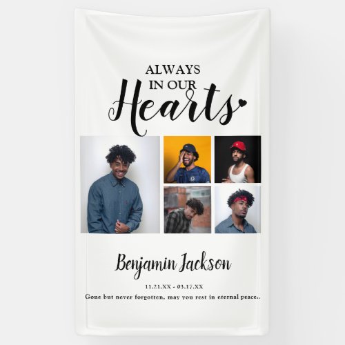Always In Our Hearts  5 Photo  Memorial Banner