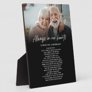 Always In Our Hearts Memorial Photo Custom Text Plaque