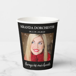 Always in Our Hearts Personalized Photo Memorial Paper Cups
