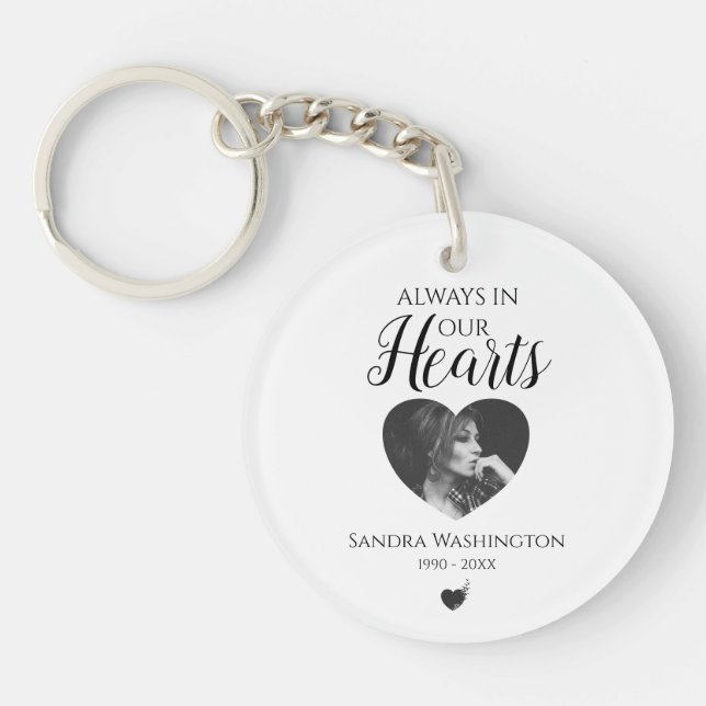 Always In Our Hearts | Photo Memorial Service Keychain (Front)