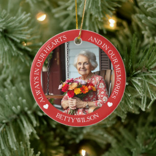 Always in our Hearts   Photo & Poem Cardinal Ceramic Ornament