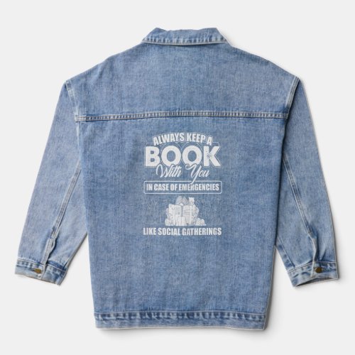 Always Keep A Book With You Quote Art Reader Readi Denim Jacket
