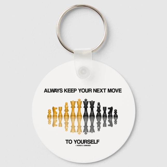 Always Keep Your Next Move To Yourself Chess Humor Keychain (Front)