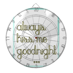 always kiss me goodnight blue yellow heart dartboard with darts