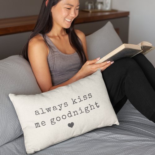 Always Kiss Me Goodnight  Vintage Farmhouse Style Lumbar Pillow