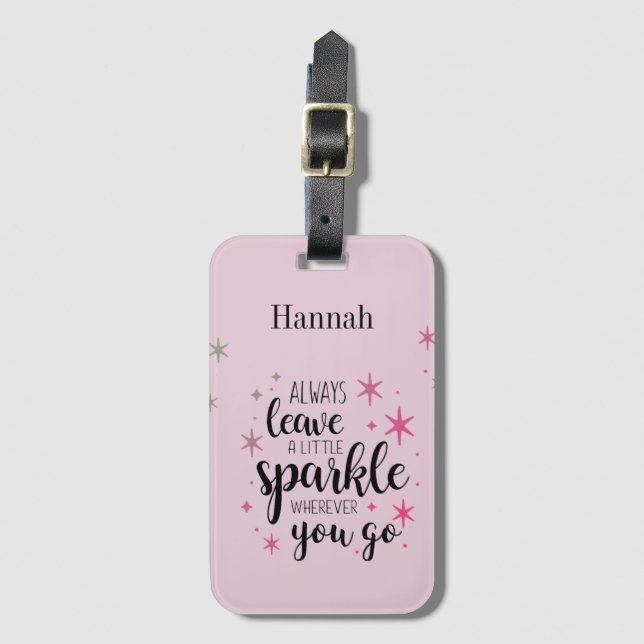 Always Leave A Little Sparkle Personalized Luggage Tag (Front Vertical)