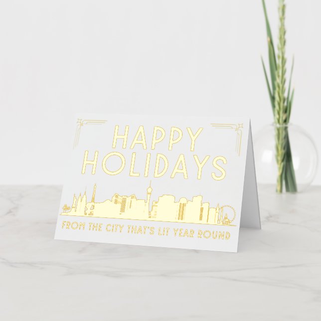 ALWAYS LIT Vegas Happy Holidays Greeting Card  (Front)