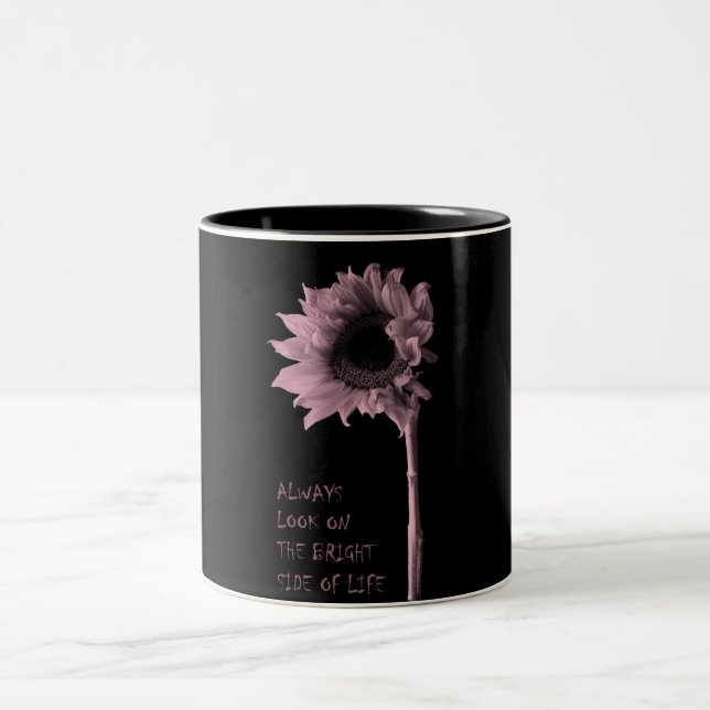 "Always Look on the Bright Side of Life" Sunflower Two-Tone Coffee Mug (Center)