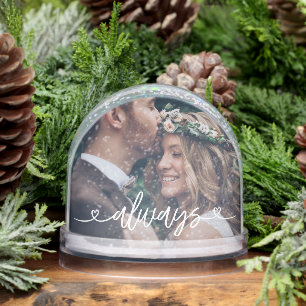 Always Love Hearts Valentines Personalized Photo Snow Globe