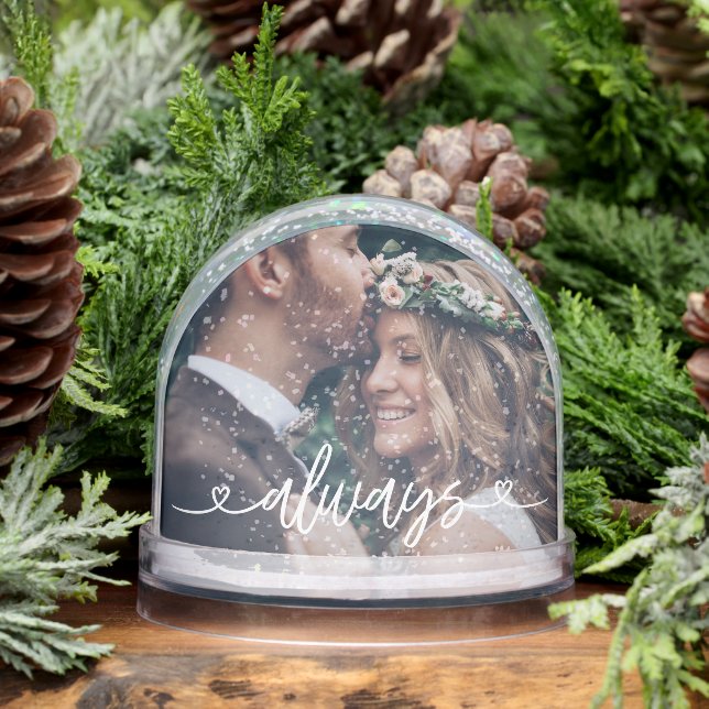 Always Love Hearts Valentines Personalized Photo Snow Globe (Winter)