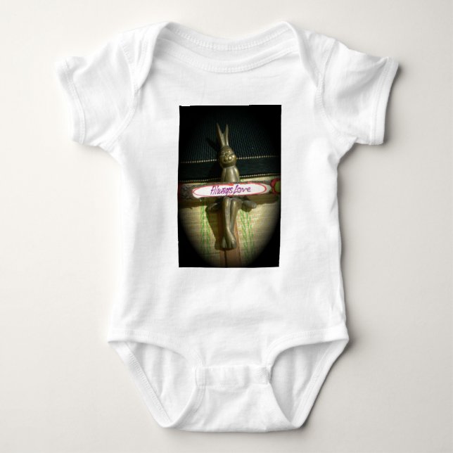 Always Love Inspirational Rabbit Art Print Design Baby Bodysuit (Front)