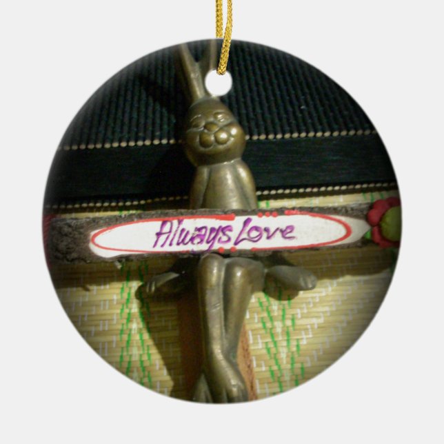 Always Love Inspirational Rabbit Art Print Design Ceramic Ornament (Front)