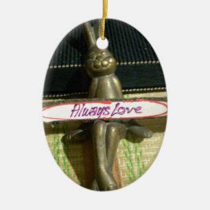 Always Love Inspirational Rabbit Art Print Design Ceramic Ornament