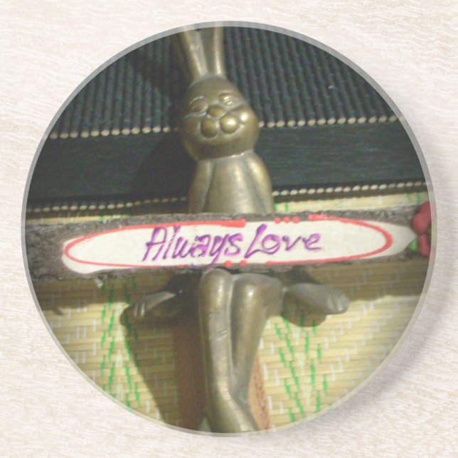 Always Love Inspirational Rabbit Art Print Design Coaster (Front)