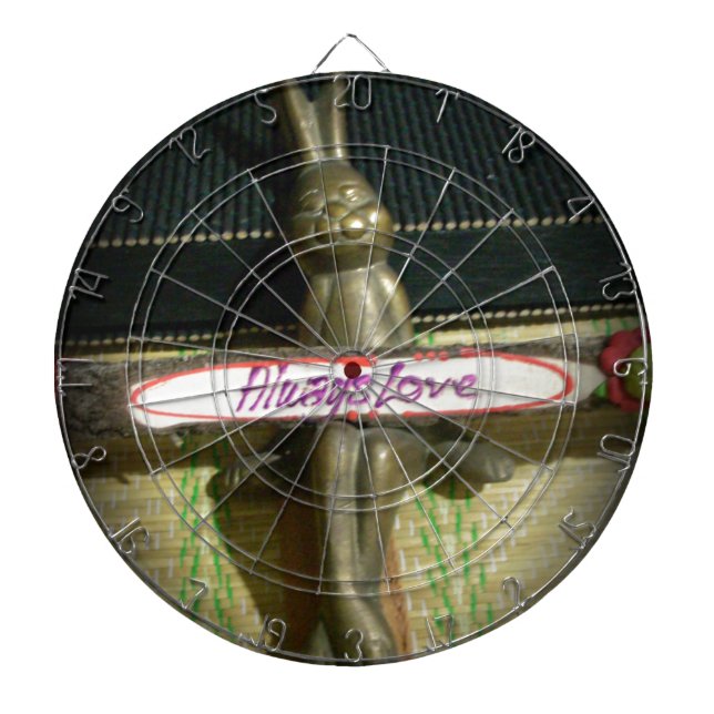 Always Love Inspirational Rabbit Art Print Design Dartboard With Darts (Front)