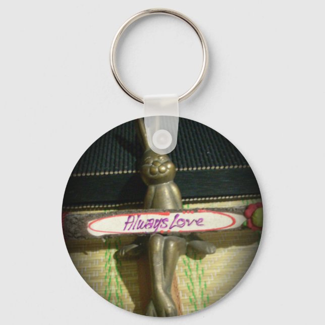 Always Love Inspirational Rabbit Art Print Design Keychain (Front)