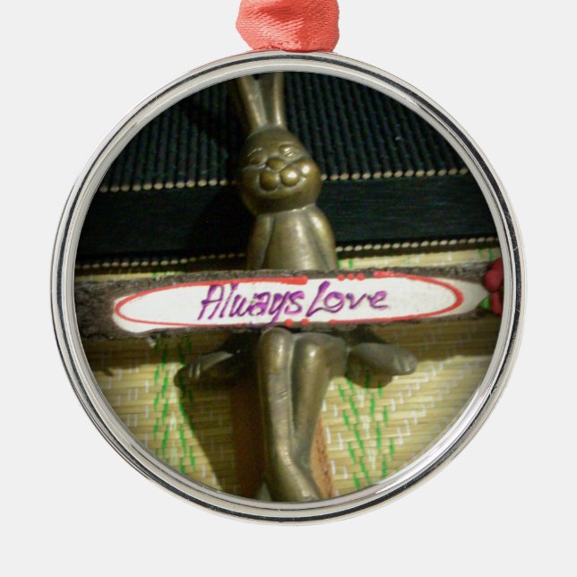 Always Love Inspirational Rabbit Art Print Design Metal Ornament (Front)