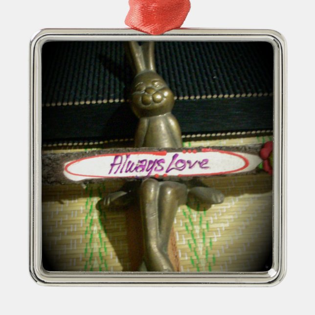 Always Love Inspirational Rabbit Art Print Design Metal Ornament (Front)