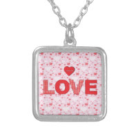 Always LOVE with Red Hearts Valentines Birthday Silver Plated Necklace