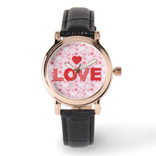 Always LOVE with Red Hearts Valentine's Birthday Watch