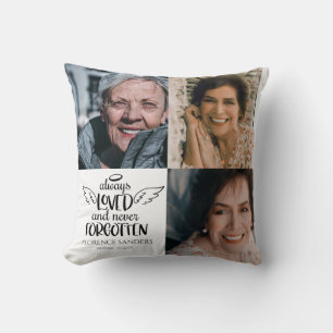Always Loved Never Forgotten Memorial Photo Throw Pillow