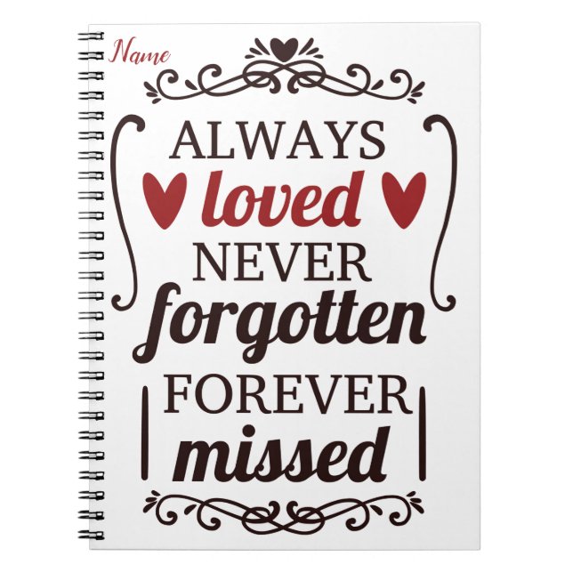 Always Loved Never Forgotton Spiral Photo Notebook (Front)