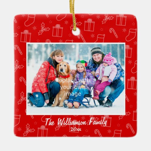 Always Merry Christmas Photo Ceramic Ornament