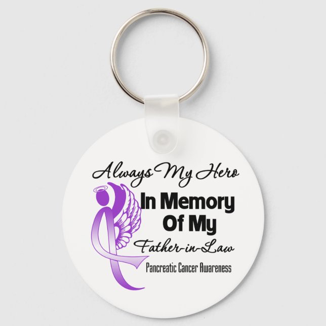 Always My Hero Father-in-Law - Pancreatic Cancer Keychain (Front)