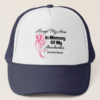 Always My Hero In Memory Grandmother Breast Cancer Trucker Hat