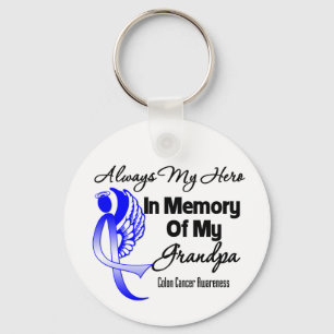 Always My Hero In Memory Grandpa - Colon Cancer Keychain