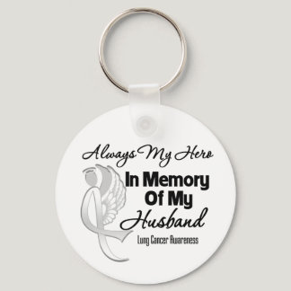 Always My Hero In Memory Husband - Lung Cancer Keychain
