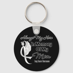 Always My Hero In Memory Mom - Lung Cancer Keychain