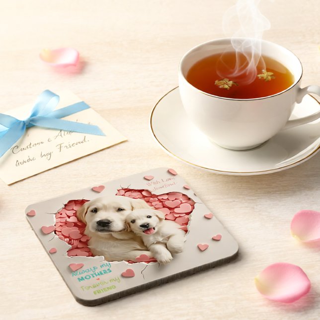 Always My Mother Dog Mum & Puppy Heart Beverage Coaster (Always My Mother Dog Mum & Puppy Heart Beverage Coaster)