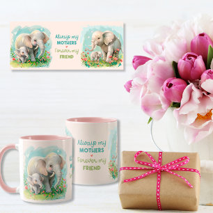 Always my Mother - Elephant Mum & Baby Pink Mug