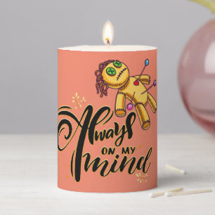 Always on My Mind Funny Halloween Voodoo Doll Pillar Candle