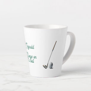 Always on the Ball Funny Golf Personalized Latte Mug