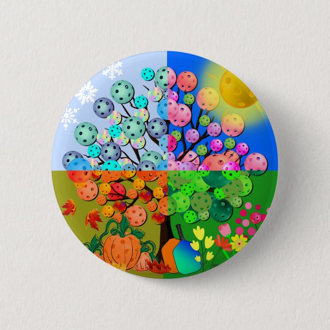 Always Pickleball Season Winter Spring Summer Fall Button (Front)