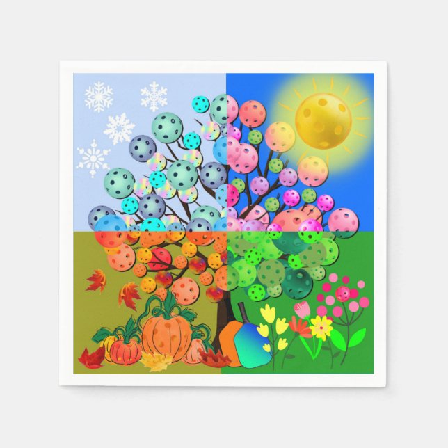 Always Pickleball Season Winter Spring Summer Fall Napkins (Front)