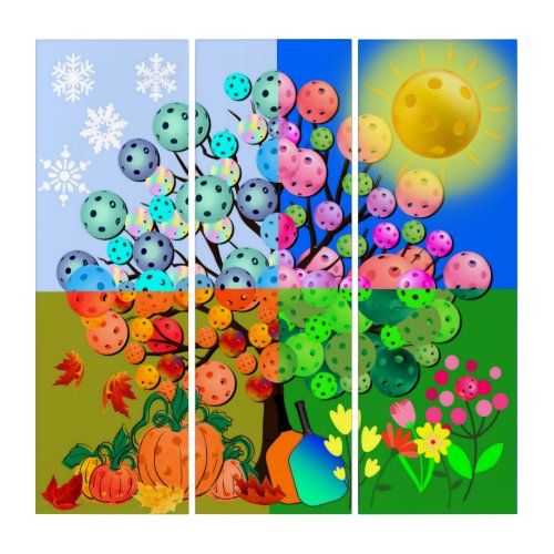 Always Pickleball Season Winter Spring Summer Triptych