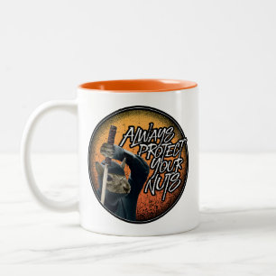 Always Protect Your Nuts - funny ninja squirrel Two-Tone Coffee Mug