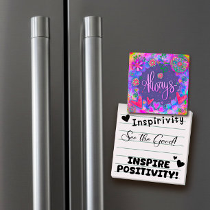 Always Purple Flower Heart Inspirational Trendy Magnet