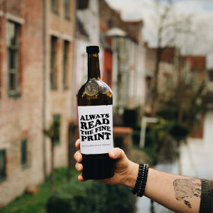 Always Read The Fine Print Baby Announcement Wine Label